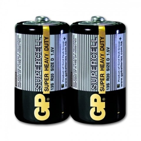 Батарейка GP Supercell (Сііра) R20 (D) 13S/S2 (20/200) кор.