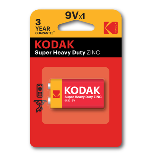 Батарейка Kodak Super HeavyDuty 6F22 (крона) С1 (10/50) блист.