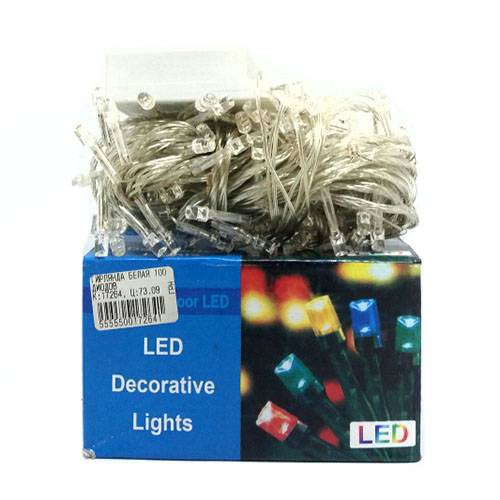 Гірлянда 100 LED Мультіколір (прозрачный кабель) С127-100