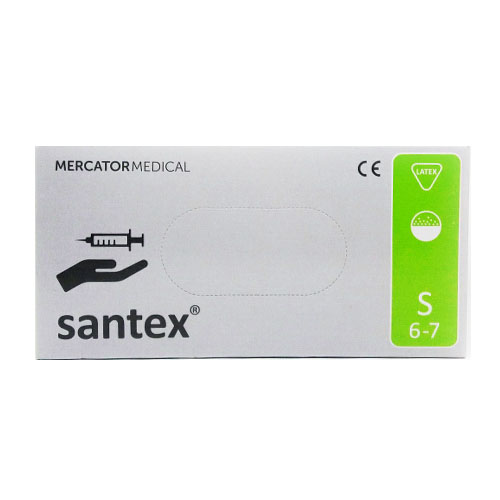 Рукавички гумові Медичні дешеві Santex M (100шт/50пар в уп