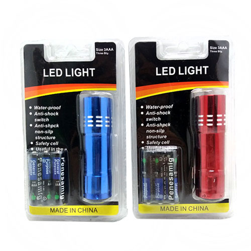 Ліхтарик LED 3xR03/9LED на блістері з батарейками (2602)