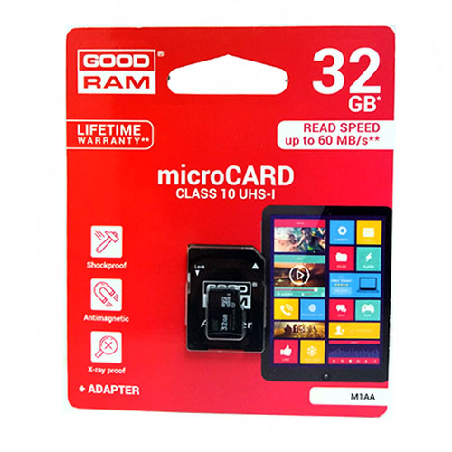 Карта пам'яті micro-SD  32 Gb GOODRAM + перехідник (10 CLASS)