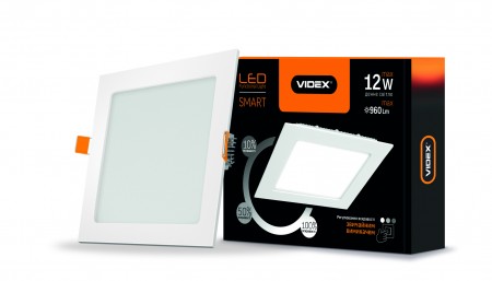 LED світильник вбудований квадрат з регулюванням яскравості VIDEX 12W 5000K (4438) 24316 Супер ціна !!! (Розпродаж) ССП