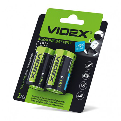 Батарейка VIDEX Alkaline LR14 (C) C2 (24) блист. 23332