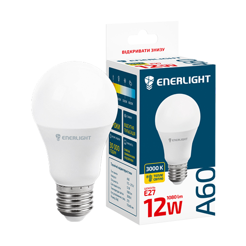 LED лампа ENERLIGHT A60 12Вт 3000K E27 (0037)