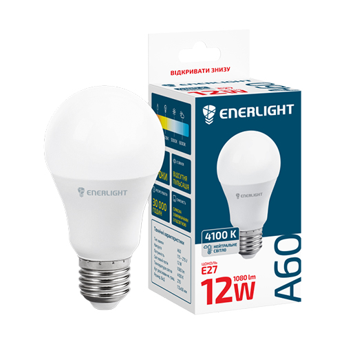 LED лампа ENERLIGHT A60 12Вт 4100K E27 (0044)