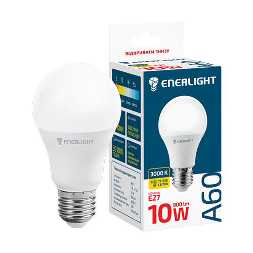 LED лампа ENERLIGHT A60 10Вт 3000K E27 (0051)