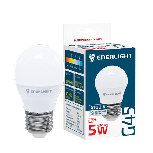 LED лампа ENERLIGHT G45 5Вт 4100K E27 (0280)