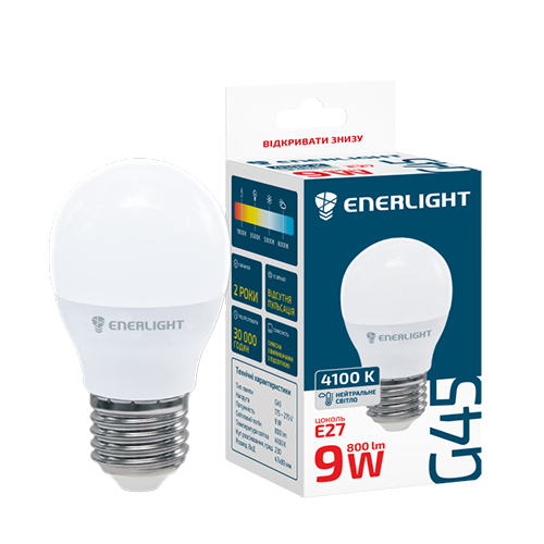 LED лампа ENERLIGHT G45 9Вт 4100K E27 (3625)