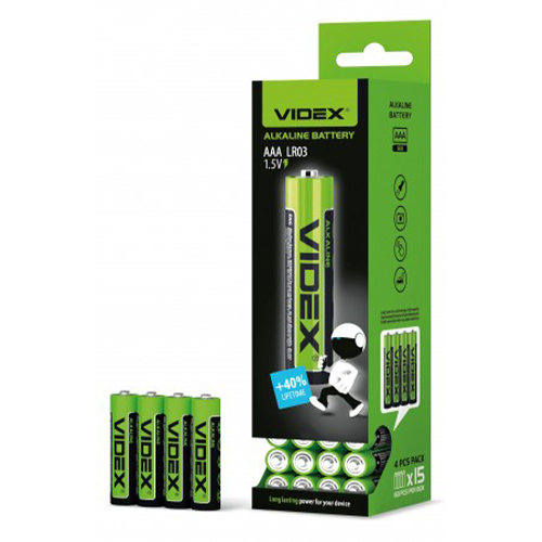 Батарейка VIDEX Alkaline LR03 (AAA) S4 (60/720) Кольорова 25467