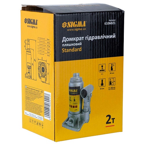 Домкрат Sigma Standard гідравлічний пляшковий 2т H 148-278мм 6106021