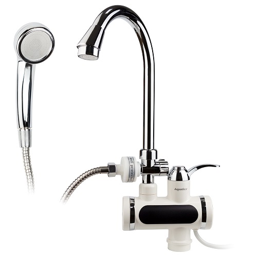 Кран-водонагрівач AQUATICA проточний JZ 3.0кВт 0.4-5бар для ванни гусак вухо на гайці (JZ-6C141W) 9793203