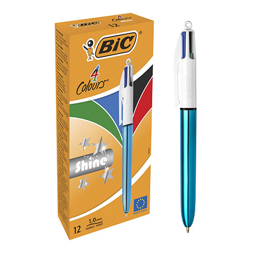 Ручка кулькова BIC 4 Colours Shine Blue (12шт/уп) (4893/0421) (949896)