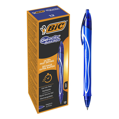 Ручка гелева BIC Gelocity Quick Dry синя (12 шт/уп) (8303) (950442