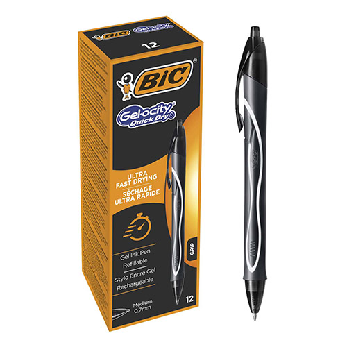 Ручка гелева BIC Gelocity Quick Dry чорна (12 шт/уп) (4664) (949873)