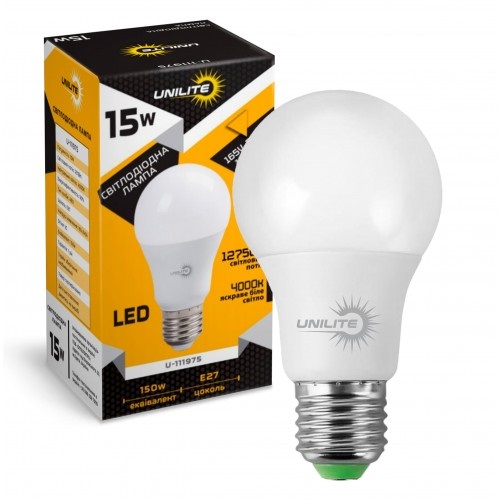 LED лампа UNILITE A65 15W 4000K E27 (UL-111975)