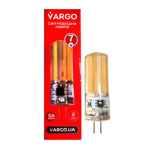 LED лампа VARGO G4 7W 4000K 220V COB ɸ15×H60mm (V-114872)