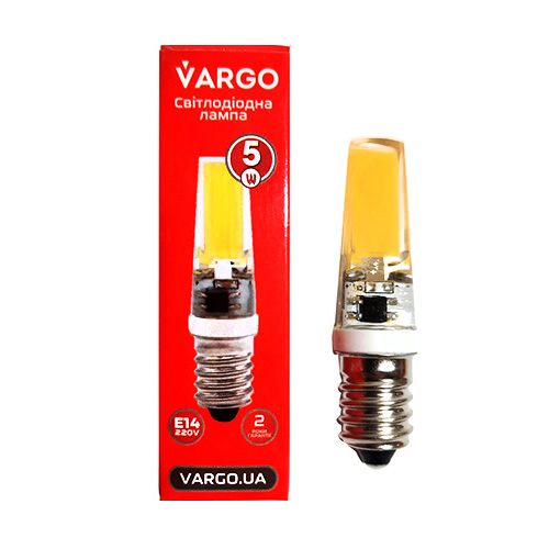 LED лампа VARGO E14 5W COB 6500K 220V ɸ15×H58mm (V-114877) (підходить для холодильників та витяжок)