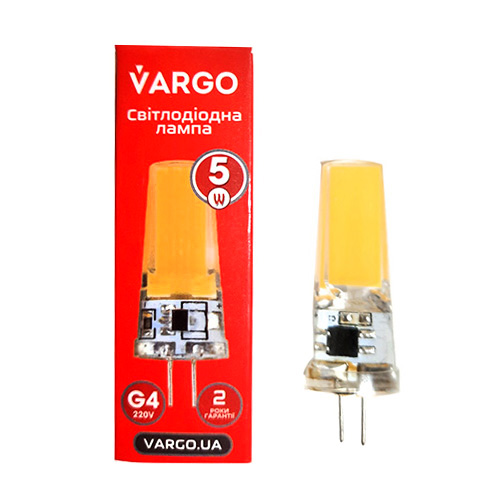 LED лампа VARGO G4 5W 4000K 220V COB ɸ15×H55mm (V-114870)