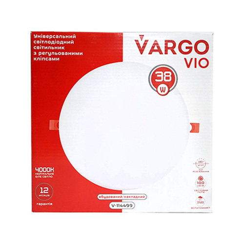 LED світильник універсальний з перехідником круг VARGO 38W 4000K 175-265V (114499)