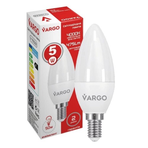 LED лампа VARGO C37 5W 4000K E14 220V (V-110522)