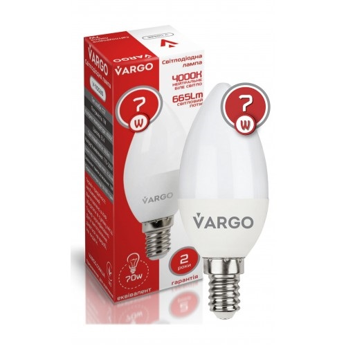 LED лампа VARGO C37 7W 4000K E14 220V (V-110526)