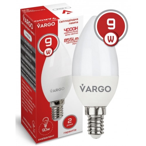 LED лампа VARGO C37 9W 4000K E14 220V (V-111142)