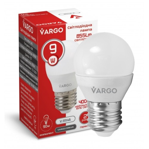 LED лампа VARGO G45 9W 4000K E27 220V (V-111145)