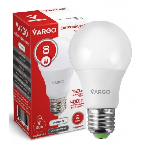 LED лампа VARGO A60 10W 6500K E27 220V (V-111734)