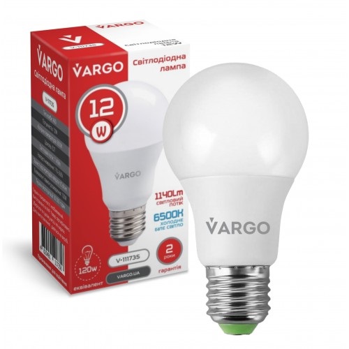 LED лампа VARGO A60 12W 6500K E27 220V (V-111735)