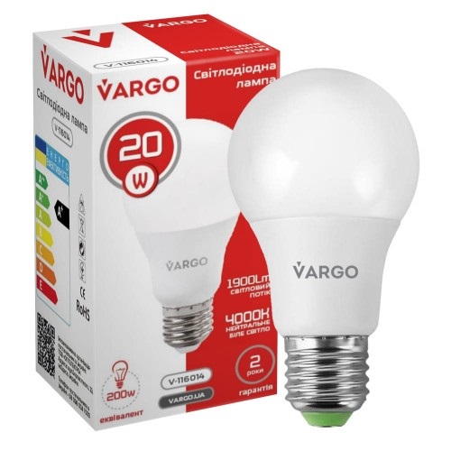 LED лампа VARGO A80 20W 6500K E27 220V (V-111976)
