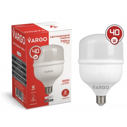 LED лампа VARGO 40W 6500K E27 118*186мм 220V (V-111896)