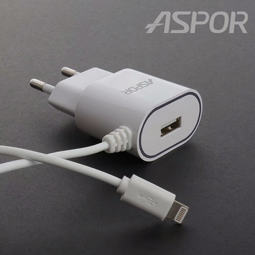 МЗП ASPOR A802 1USB/1A + кабель Lighting