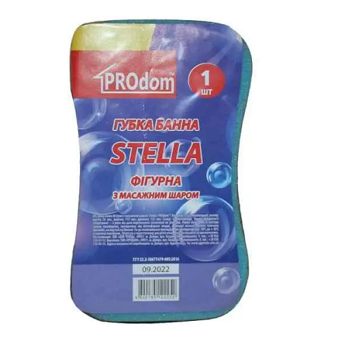 Мочалка банна Prodom "Stella" фігурна з масажним шаром (120шт/ящ)