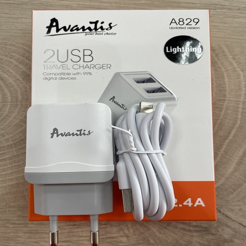 МЗП AVANTIS A829 2USB/2.4A + кабель Lighting