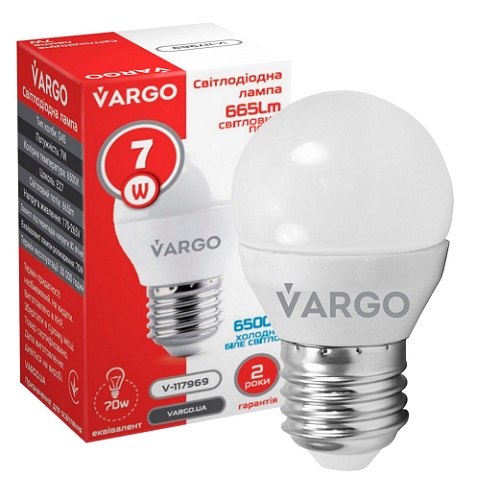LED лампа VARGO G45 7W 6500K E27 220V (V-117969)