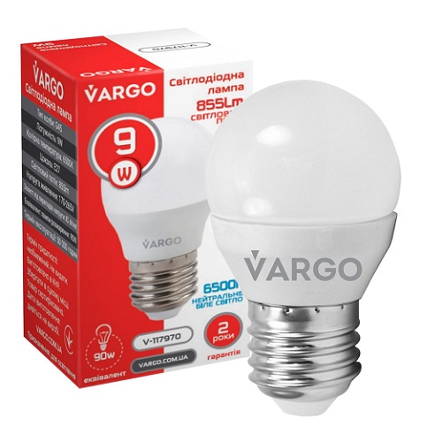 LED лампа VARGO G45 9W 6500K E27 220V (V-117970)