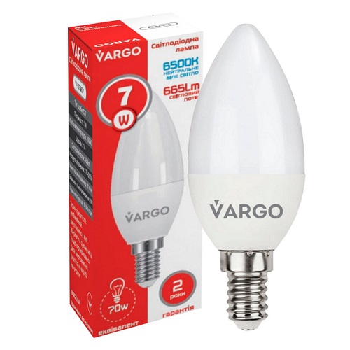 LED лампа VARGO C37 7W 6500K E14 220V (V-117967)