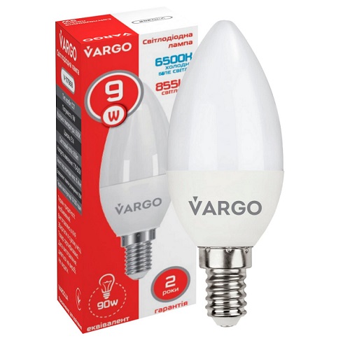 LED лампа VARGO C37 9W 6500K E14 220V (V-117968)