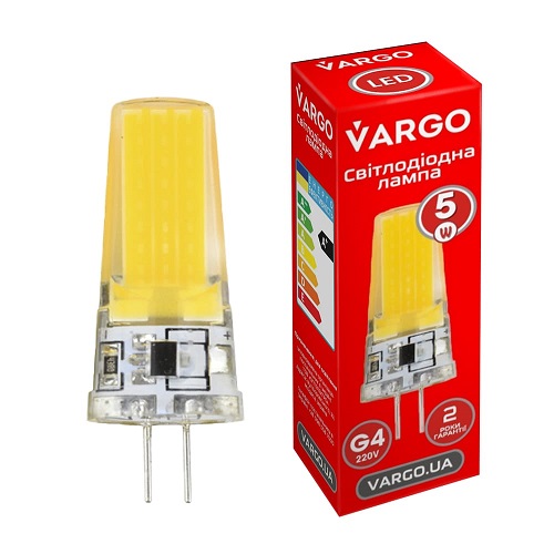 LED лампа VARGO G4 5W 6500K 220V COB ɸ15×H55mm (V-114871)