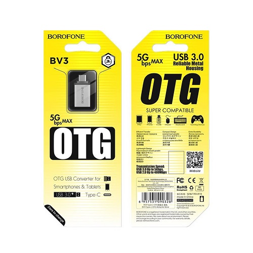 Перехідник OTG USB - Type-C BOROFONE BV3 (0328)